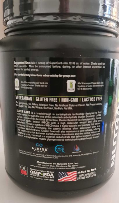 Dextrina Calcica NutraBio, Super Carb, căpșuni Kiwi, 840 g
