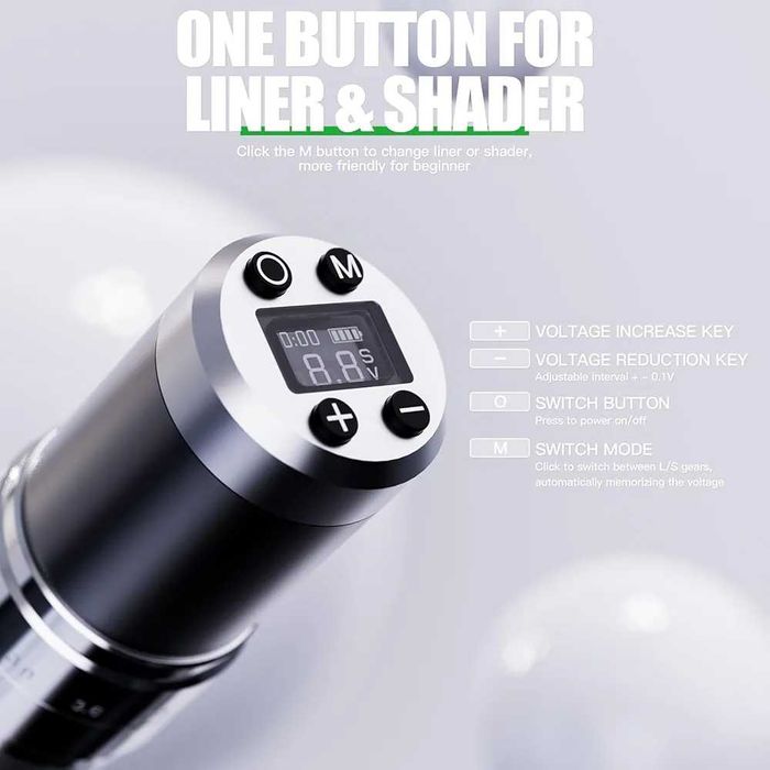 Нова безжична машинка за татуировки Dragonhawk, 2 батерии 1500mAh ...