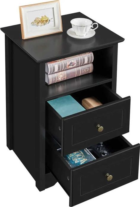 Noptiera moderna cu sertare si spatiu depozitare |R 591763 Black