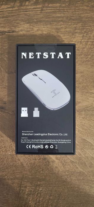 Mouse wireless Netstat alb, cu receptor USB și USB-C, nou