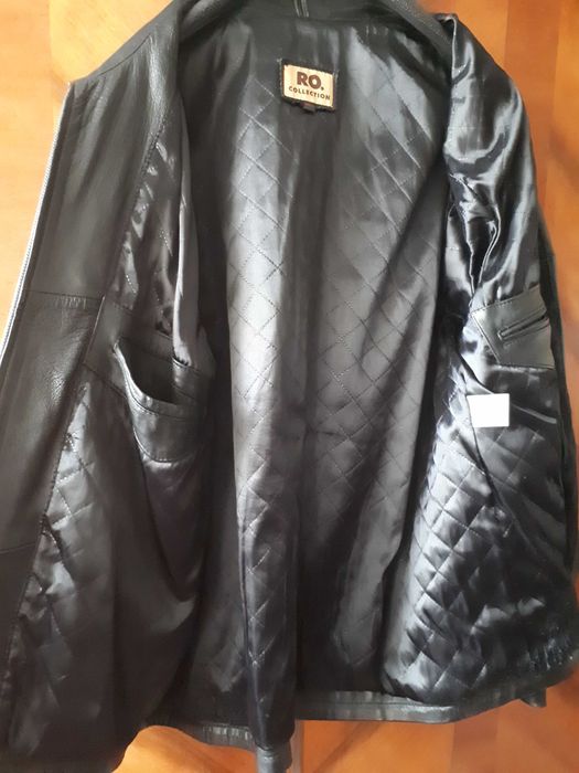 Haină neagră bărbătească  din piele naturală