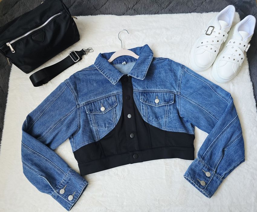 Дамско дънково яке по модел на Mugler