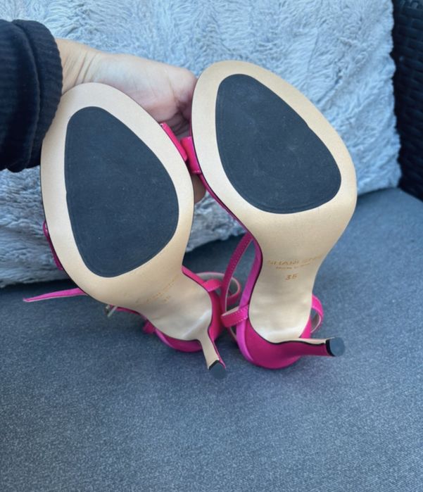 Sandale combinatie din piele cu satin