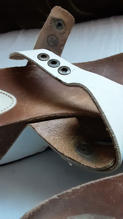 Saboți Scholl de piele naturala albi mărimea 38