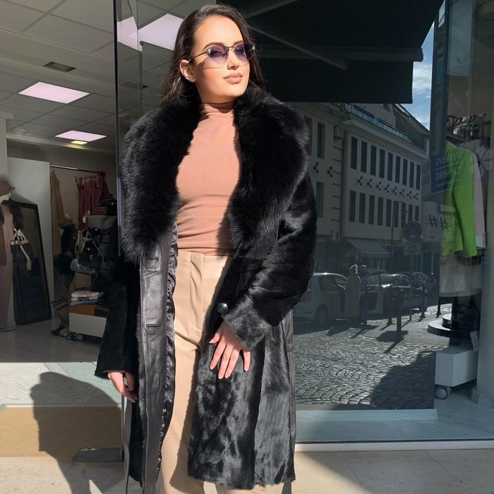 Дамско яке палто от естествен косъм