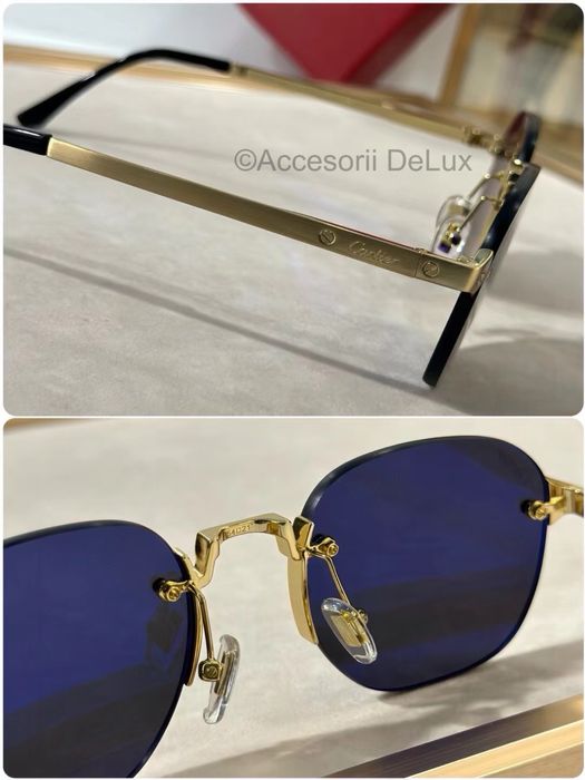 Ochelari de Soare Cartier CT0459S Square Photocrimic Lens Noi Full Box [Verificare Colet] Shiny Gold