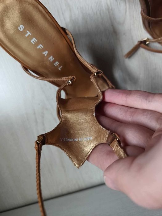 Sandale STEFANEL Brown  camel leather suede high heels sandals Nr.39