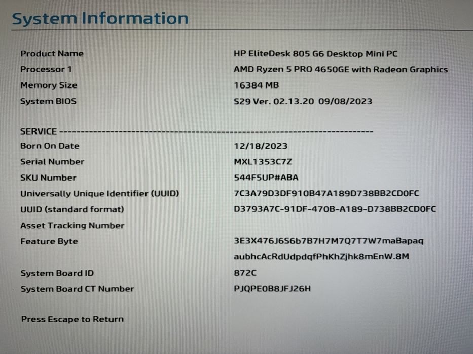 Mini Pc Hp 805 g6 Ryzen 5 4650GE 16gb ram ddr4 , windows 11