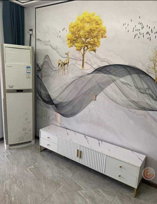 Минималистская тумба под телевизор с 4 ящиками и 2 дверцами