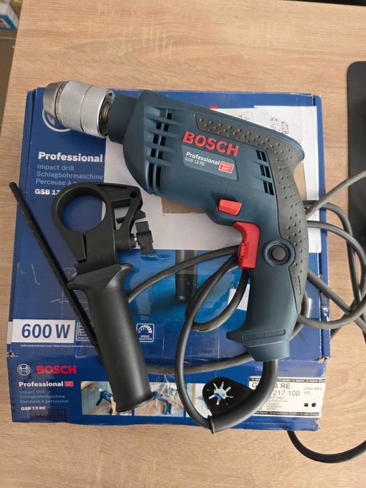Bormasina de gaurit cu percutie Bosch - masina GSB 13 RE, 600 W, mandrina rapida, 13 mm, turatie reglabila