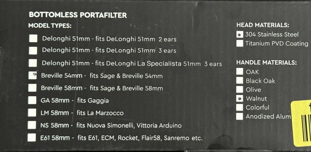 Portafiltru fara fund/bottomless Normcore 54mm - Lemn de nuc