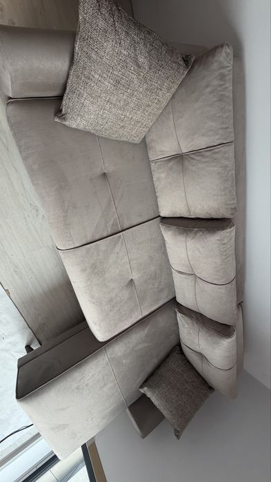 НОВ  луксозен ъглов диван сив цвят