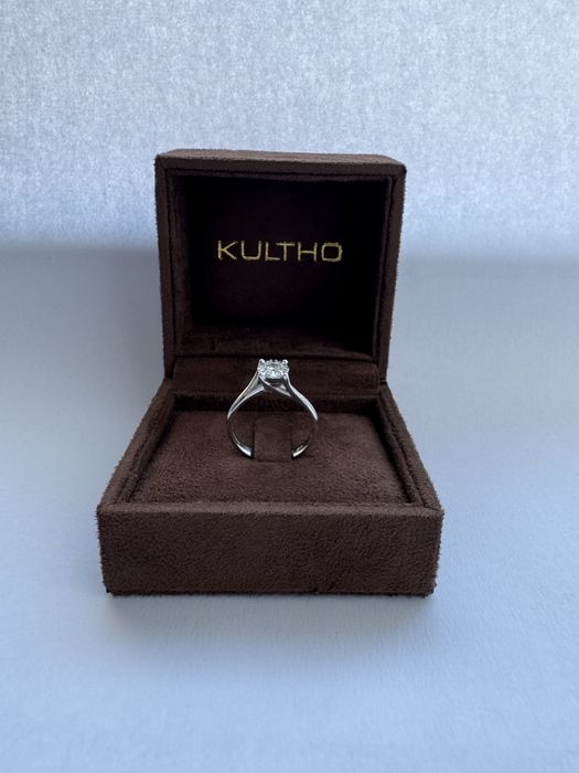 Inel de logodna aur alb 18k cu diamant 0.21CT, M51, KULTHO
