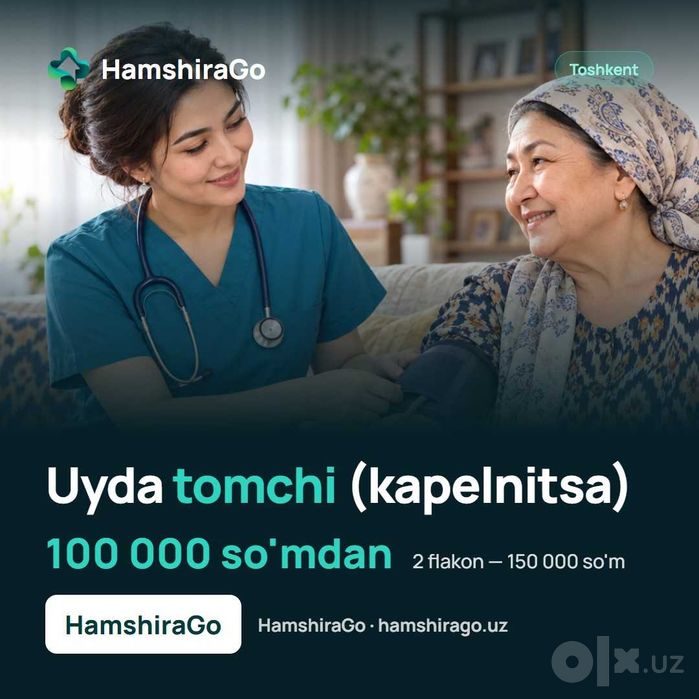 Uyga hamshira chaqirish Toshkentda — HamshiraGo, ukol 35 000 so'mdan