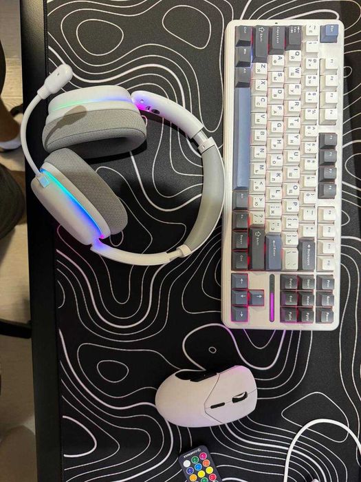 Белый игровой комплект RTX, монитор ASUS 300Hz, AndaSeat, электростол