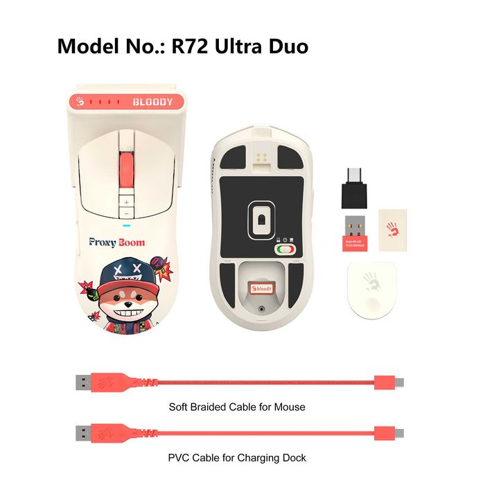 Беспроводная игровая мышь Bloody R72 ULTRA DUO PROXY BOOM 1.4