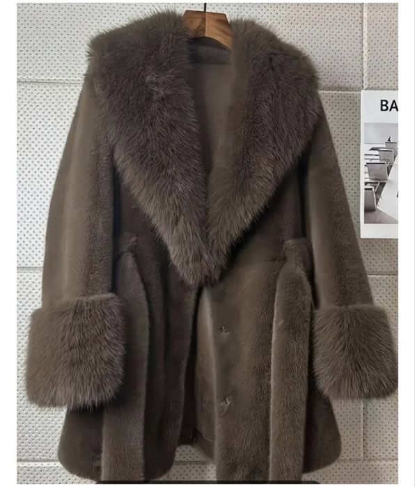 Эко-шубка коричневая зима