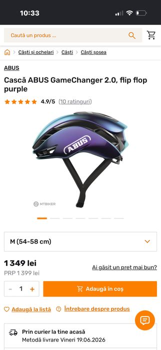 Cască ABUS GameChanger 2.0, flip flop. Nouă.