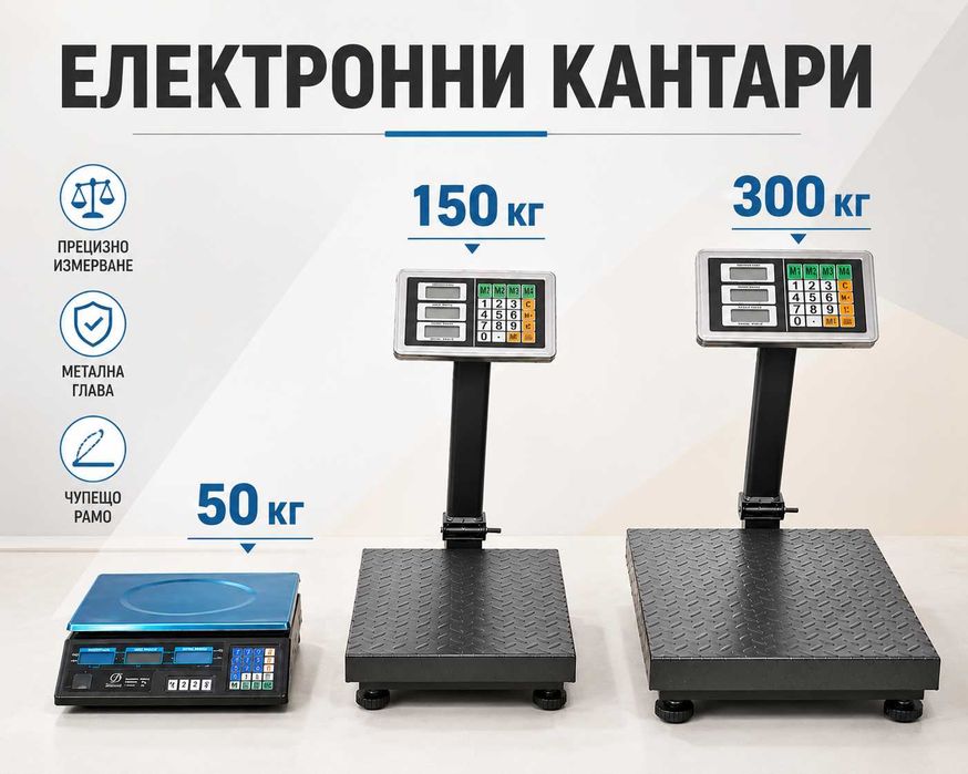 Електронни платформени кантари 50 кг, 150 кг и 300 кг