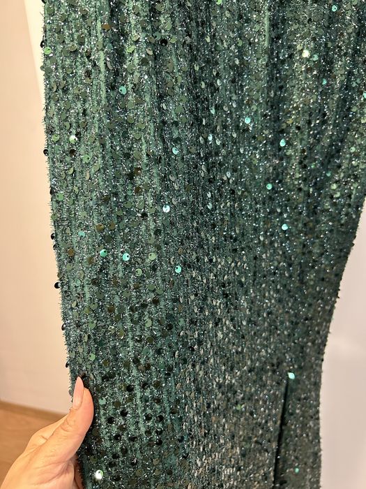 Rochie verde samarald cu paiete M