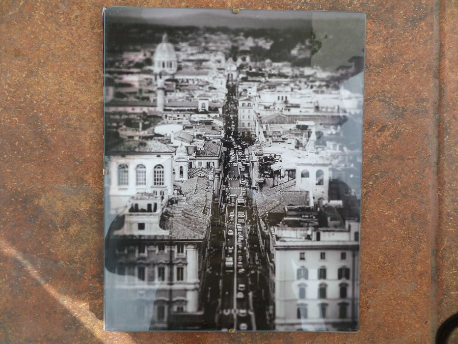 Set 4 tablouri vintage alb negru cu sticla peisaje urbane deosebite