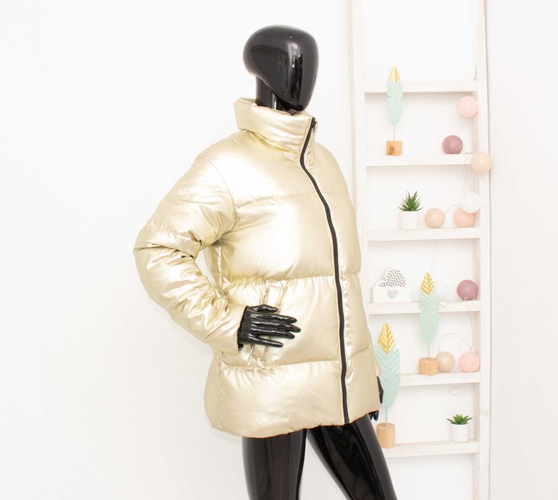 Tommy Hilfiger Icons Gold Puffer дамско яке златно пълнеж пух RARE S