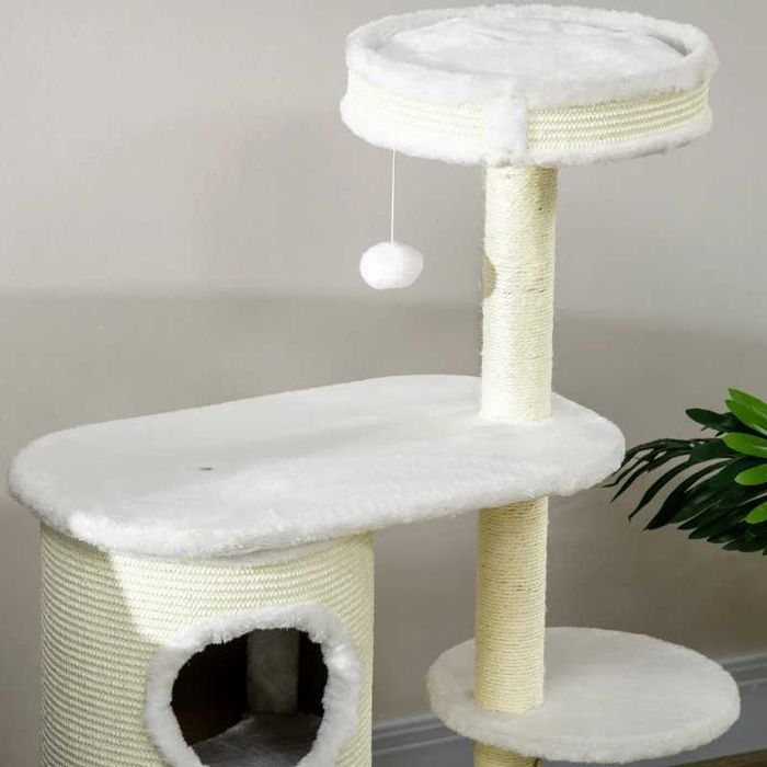 PawHut Дърво за котки с драскалка, 1 котешко легло и играчки за котки, 59 см x 35 см x 100 см