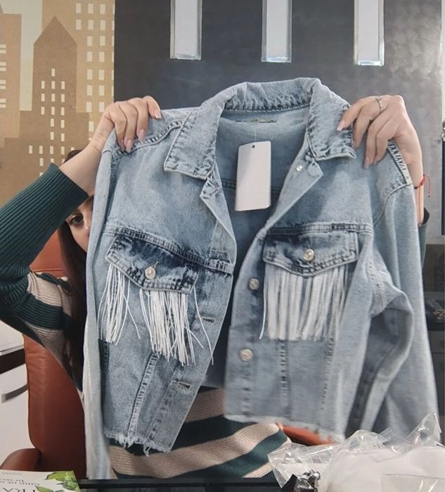 Дънково яке с конци