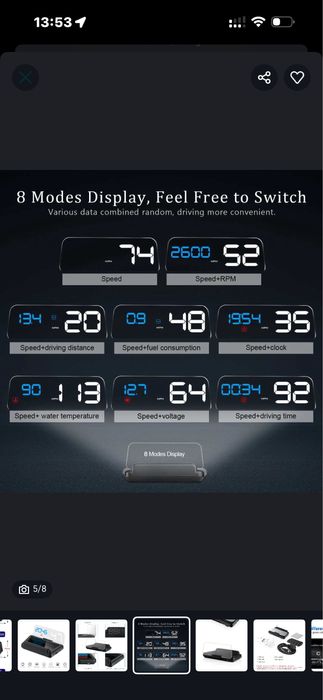 Hud display c500 obd2 , проекция на лобовой продаю Б/У