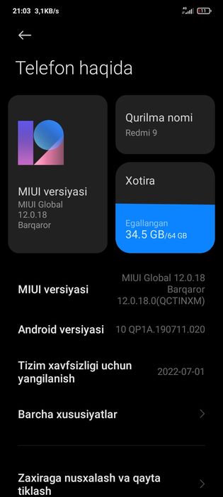 Redmi 9c 4 ga 64