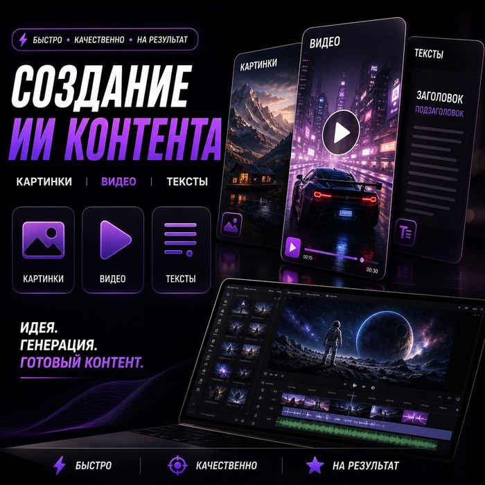 Создание ИИ-контента: картинки, видео, тексты, озвучка