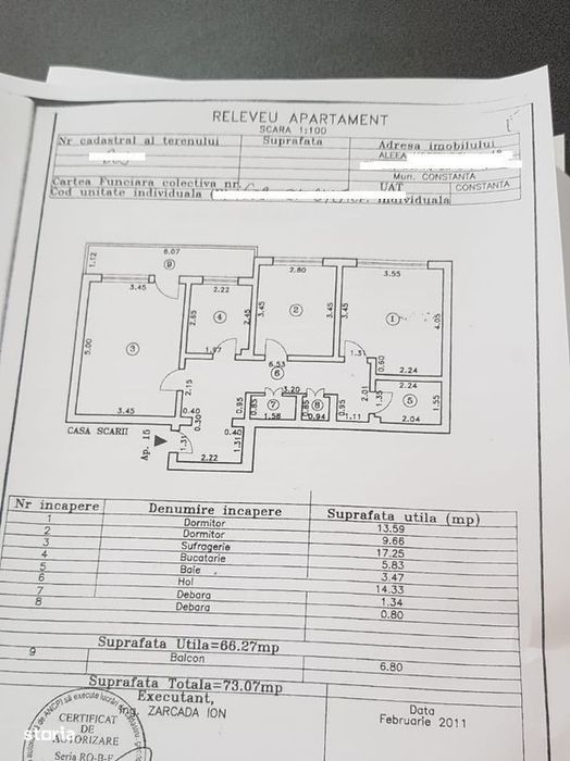 Tomis nord ciresica-apartament 3 camere decomandat