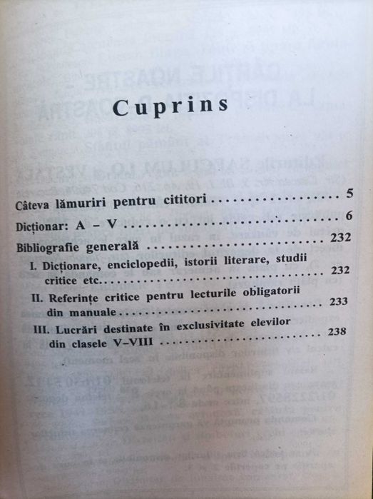 Dictionar de literatura romana. Autori.Opere.Personaje. Clasele V-VIII