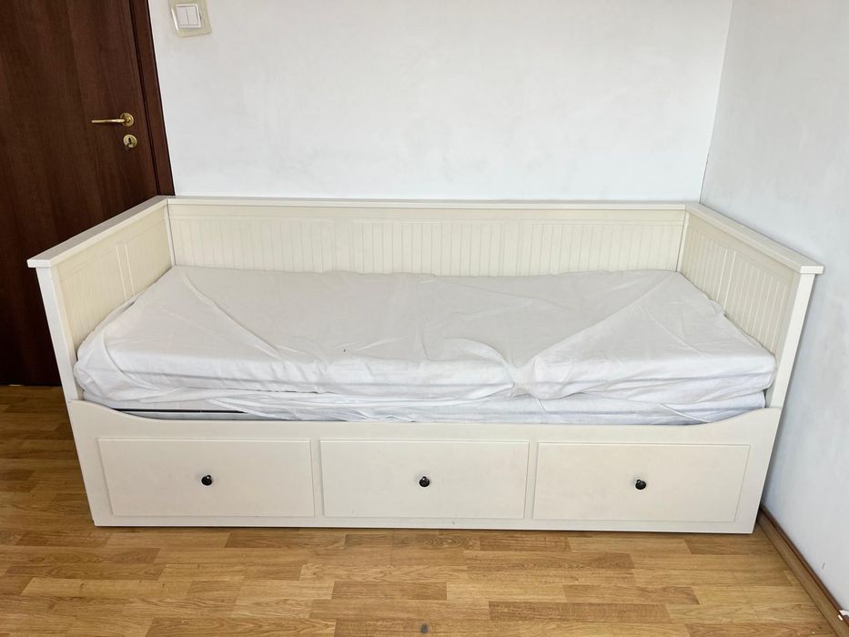 IKEA HEMNES Cadru de Pat 210x88 cm, Extensibil, cu Sertare și 2 Saltele