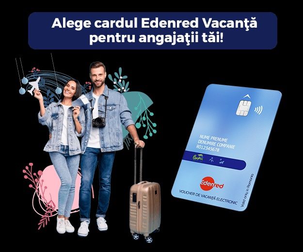Voucher de vacanta electronic Edenred suma alocata  500 lei,vand la prețul de 350 lei