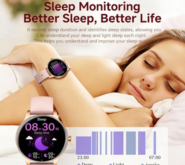 Дамски смарт часовник с два вида каишки ,много функции и 7дни батерия