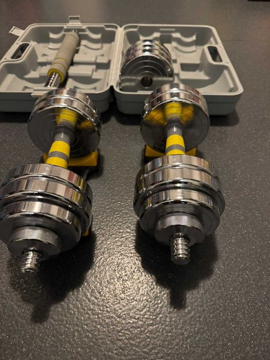 Set gantere KK-9163, greutate totala 40 kg pentru fitness, din otel