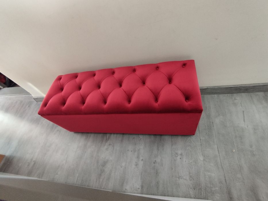 Bancheta, băncuță catifea rosu,lada pentru pat cu spatiu depozitare