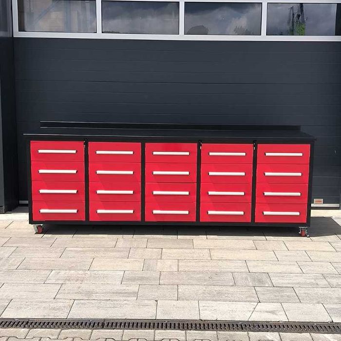 Dulap pentru scule – 20 sertare, robust și spațios! Vopsit în roșu