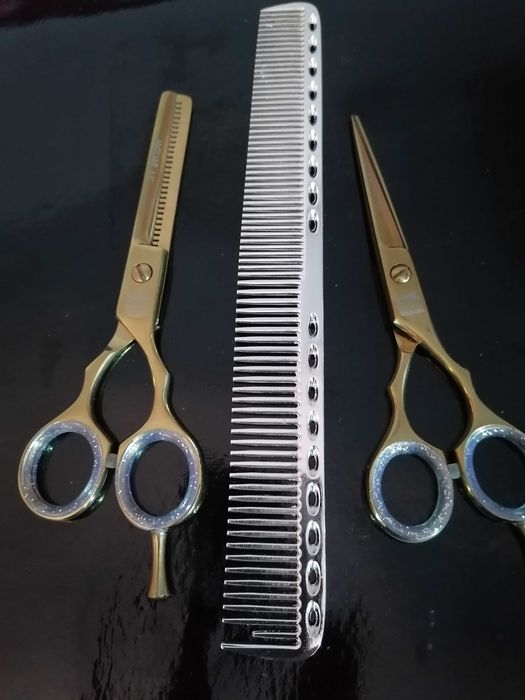 Set Foarfeci profesionale jaguar tuns filat pieptăn 5,5 auriu