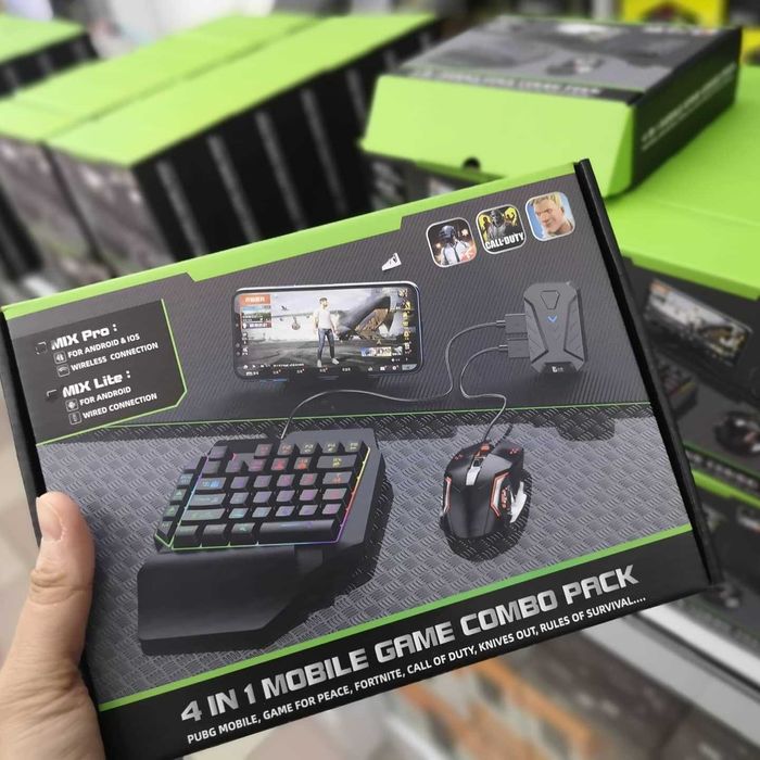 4 в 1 гейминг клавиатура и мишка за телфон Mobile Game Combo Pack