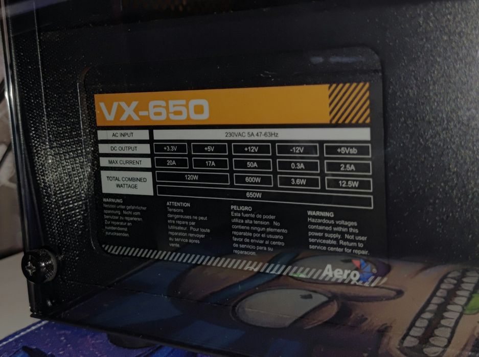 Блок питания AeroCool VX-650 (650W) — Отличное состояние