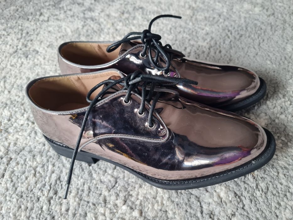 Pantofi piele dama culoare argintie - model oglinda  - marimea 39