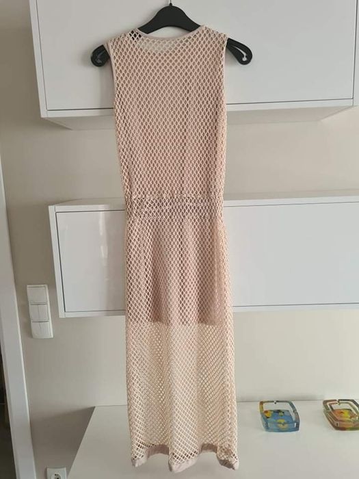 Бежова лятна рокля мрежа