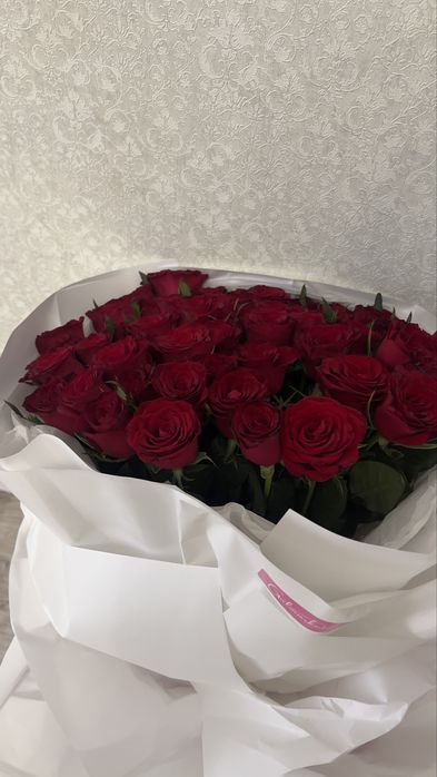 51 красные розы, свежие