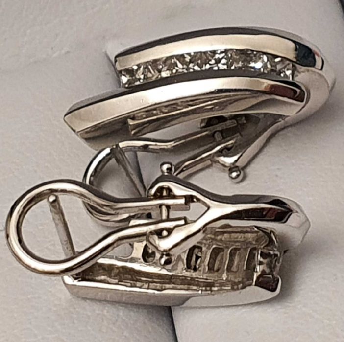 cercei aur alb 14k cu 0.75ct diamante naturale princess