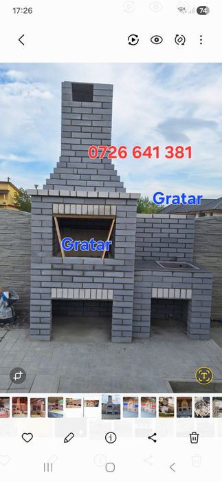 Gratar rustic de cărămidă plita țărănească cuptor de pâine afumături m