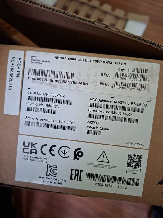 Чисто нов Aruba 6000 48G PoE+ (370W) - Доживотна Гаранция (R8N85A)
