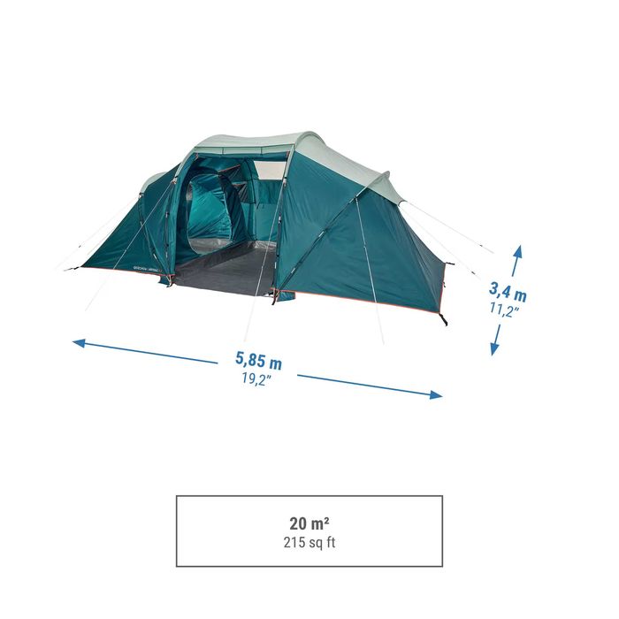 Sigilat Cort camping 4 Persoane 2 Camere structură cu bețe ARPENAZ 4.2