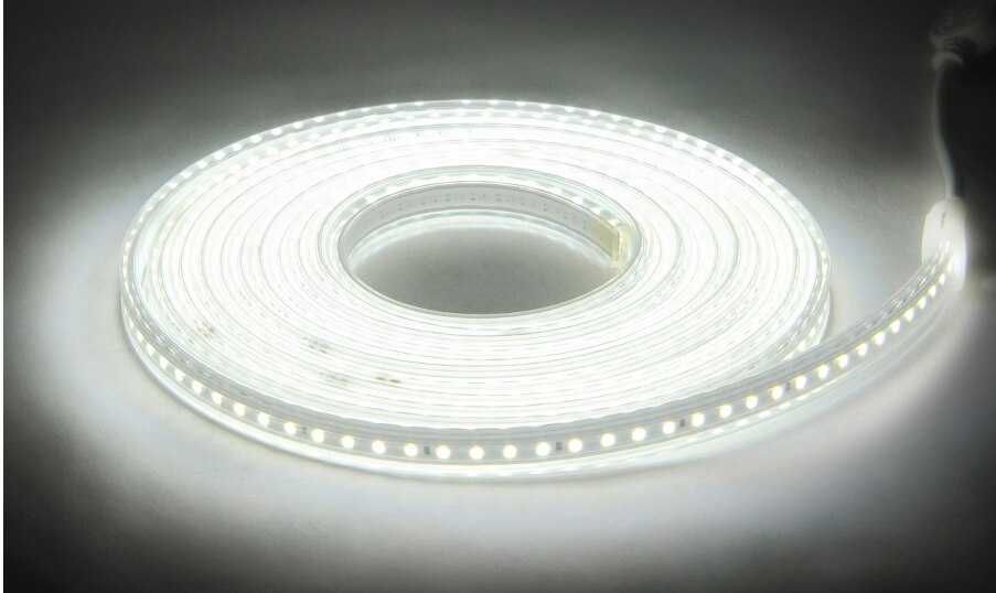 Banda LED 220V 2835 alb rece 120 LED/m 20m IP67 tub silicon